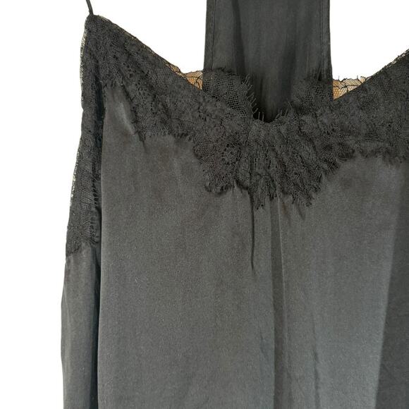 Black CAMI NYC Racer Back Lace Trimmed Silk Charmeuse Cami XS - Picture 7 of 10